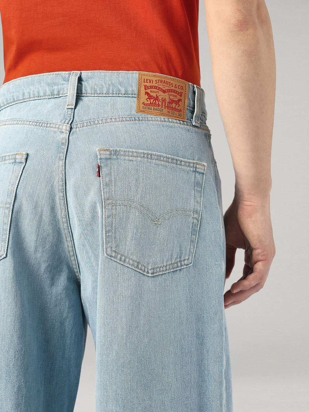 Men's Light Blue Extra Baggy Fit Mid Rise Jeans - 20 View