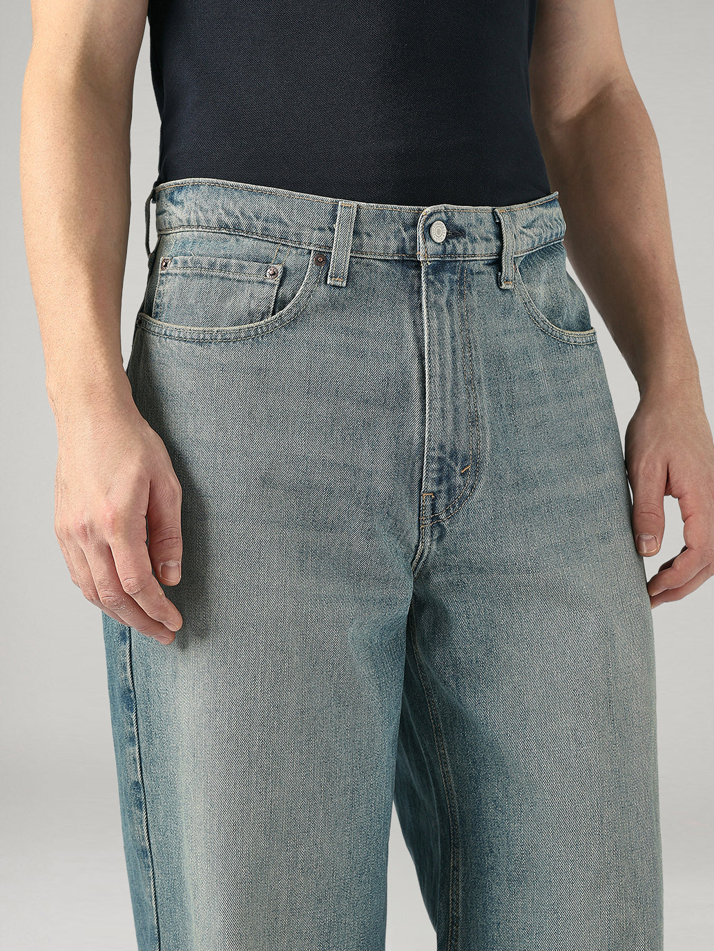 Men's Blue Extra Baggy Fit Mid Rise Jeans - 20 View