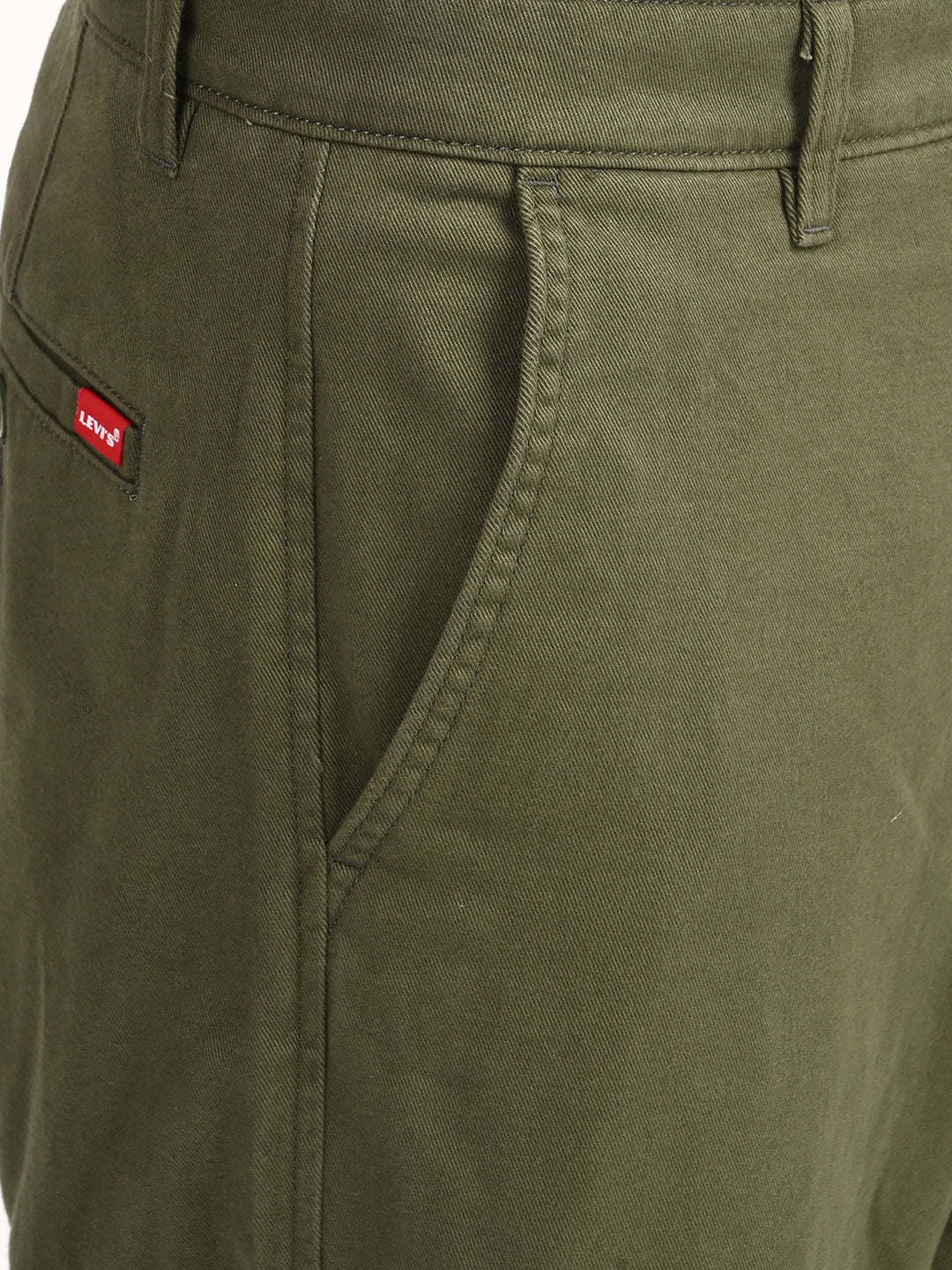Men's Olive Baggy Fit Trousers - detail View