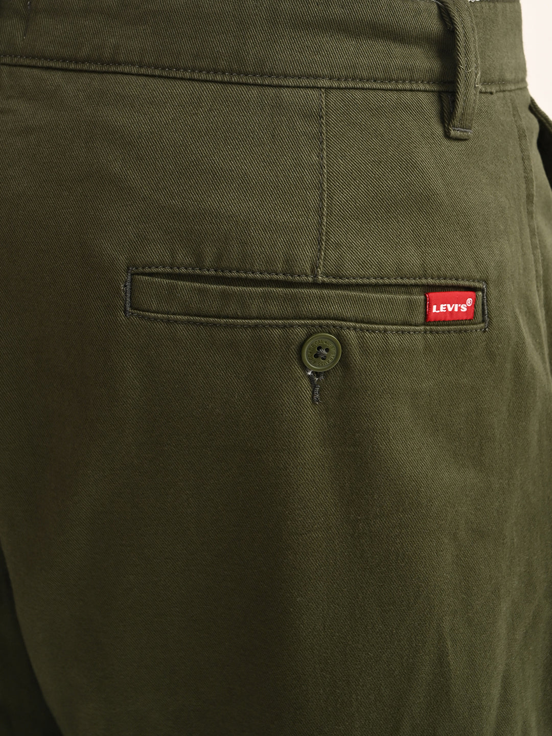 Men's Olive Baggy Fit Trousers - detail View