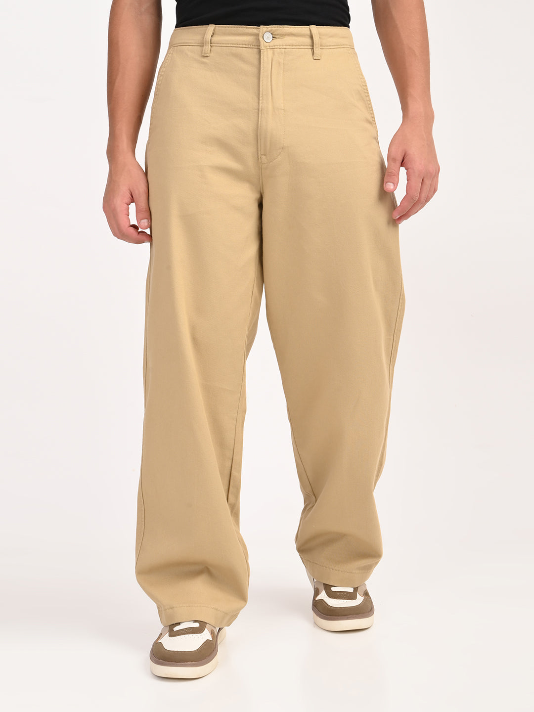 Men's Khaki Baggy Fit Trousers