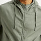 Men's Solid Green Relaxed Fit Linen Jacket - Detail View