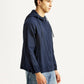 Men's Solid Navy Linen Jacket - Side View