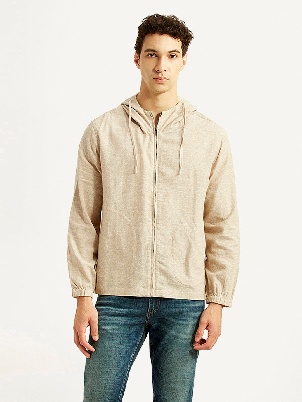 Men's Solid Beige Linen Hooded Shacket – Levis India Store
