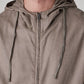 Men's Solid Light Brown Linen Hooded Sweatshirt - Detail View
