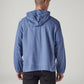 Men's Solid Blue Linen Hooded Sweatshirt - Back View