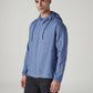 Men's Solid Blue Linen Hooded Sweatshirt - Side View