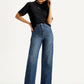 Women's Blue Loose Fit High Rise Jeans - Styleshot View