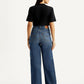 Women's Blue Loose Fit High Rise Jeans - Back View