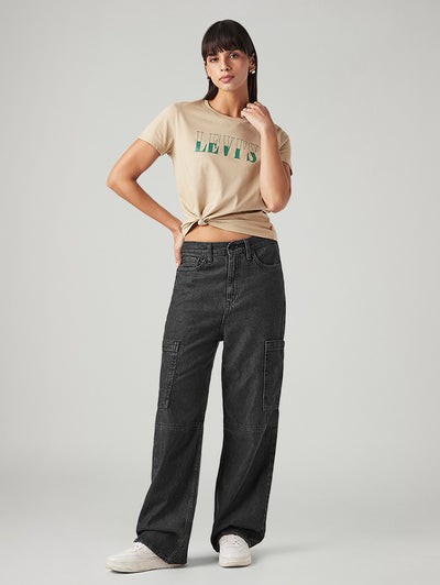Women's Charcoal Grey Loose Fit High Rise Jeans-image-35