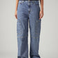 Women's Blue Loose Fit High Rise Jeans - Front View
