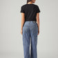 Women's Blue Loose Fit High Rise Jeans - Back View