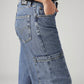 Women's Blue Loose Fit High Rise Jeans - Detail View