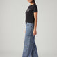 Women's Blue Loose Fit High Rise Jeans - Side View
