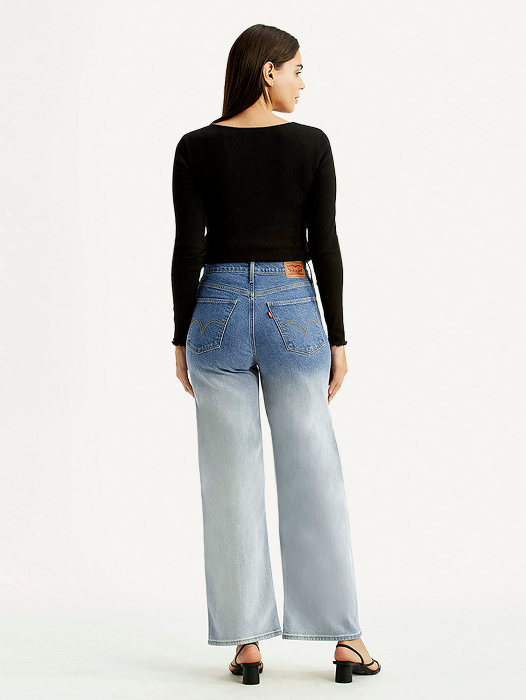 Women's Light Blue Flared Fit High Rise Jeans - Back View