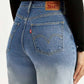 Women's Light Blue Flared Fit High Rise Jeans - Detail View