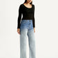Women's Light Blue Flared Fit High Rise Jeans - Side View