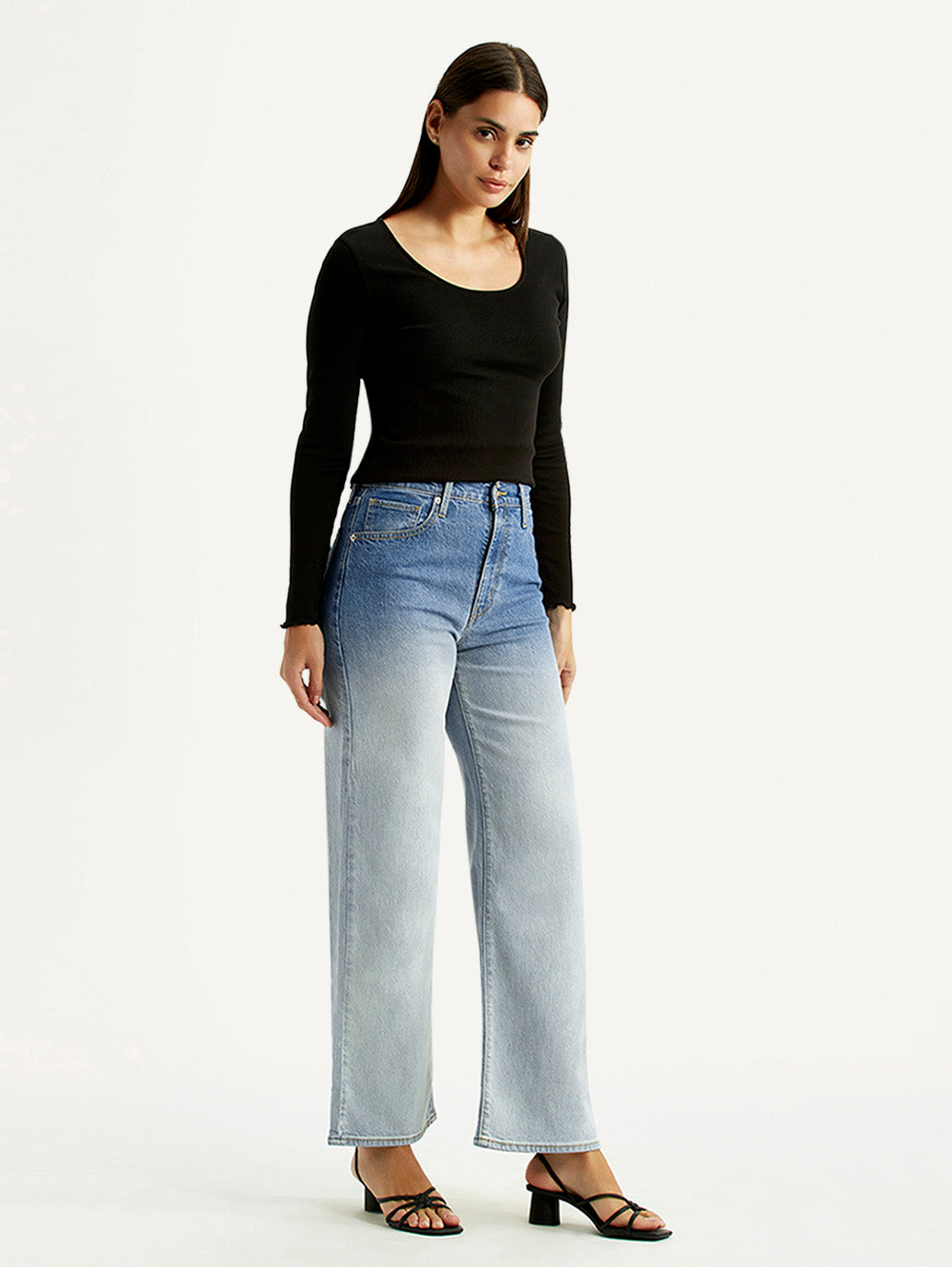 Women's Light Blue Flared Fit High Rise Jeans - Side View