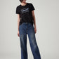 Women's Blue Wide Leg Fit High Rise Tinted Jeans - Styleshot View