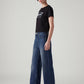Women's Blue Wide Leg Fit High Rise Tinted Jeans - Side View