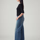 Women's Blue Mile High Wide Leg Fit High Rise Jeans - Side View