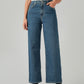 Women's Blue Wide Leg Fit High Rise Jeans - Front View