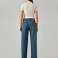 Women's Blue Wide Leg Fit High Rise Jeans - Back View