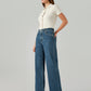 Women's Blue Wide Leg Fit High Rise Jeans - Side View