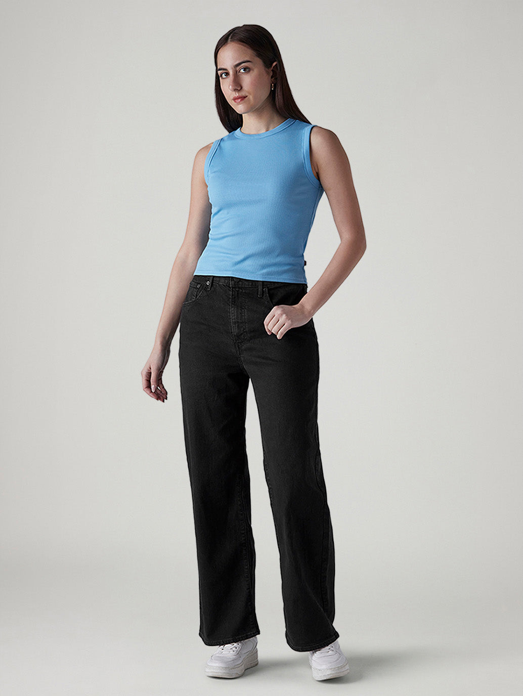 Women's Black Wide Leg Fit High Rise Mile High Jeans