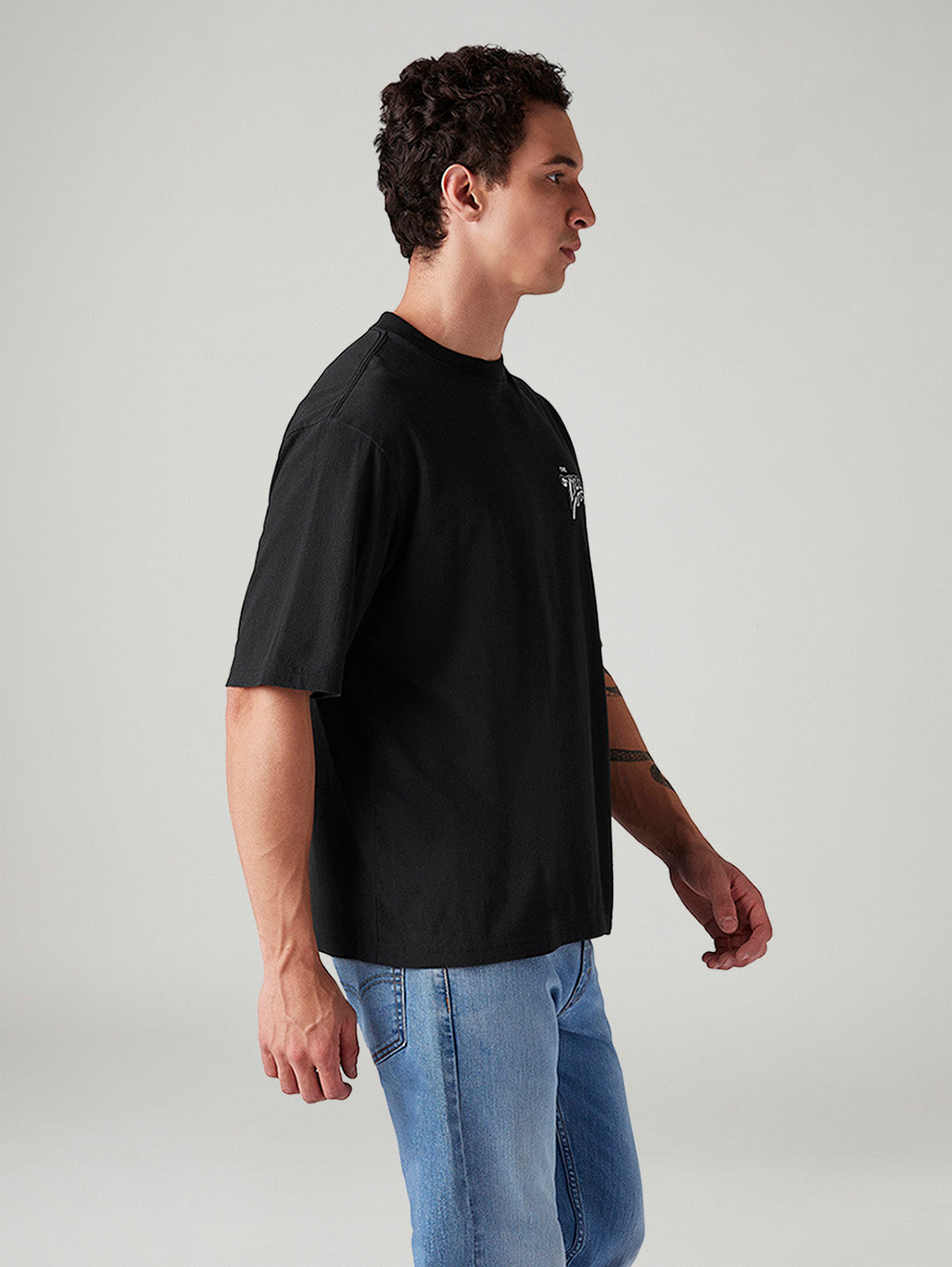 Men's Graphic Print Loose Fit T-Shirt - Side View