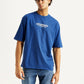 Men's Graphic Print Blue Loose Fit T-shirt - Styleshot View