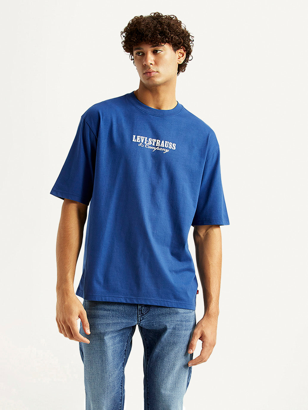 Men's Graphic Print Blue Loose Fit T-shirt