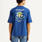 Men's Graphic Print Blue Loose Fit T-shirt - Back View