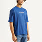 Men's Graphic Print Blue Loose Fit T-shirt - Side View