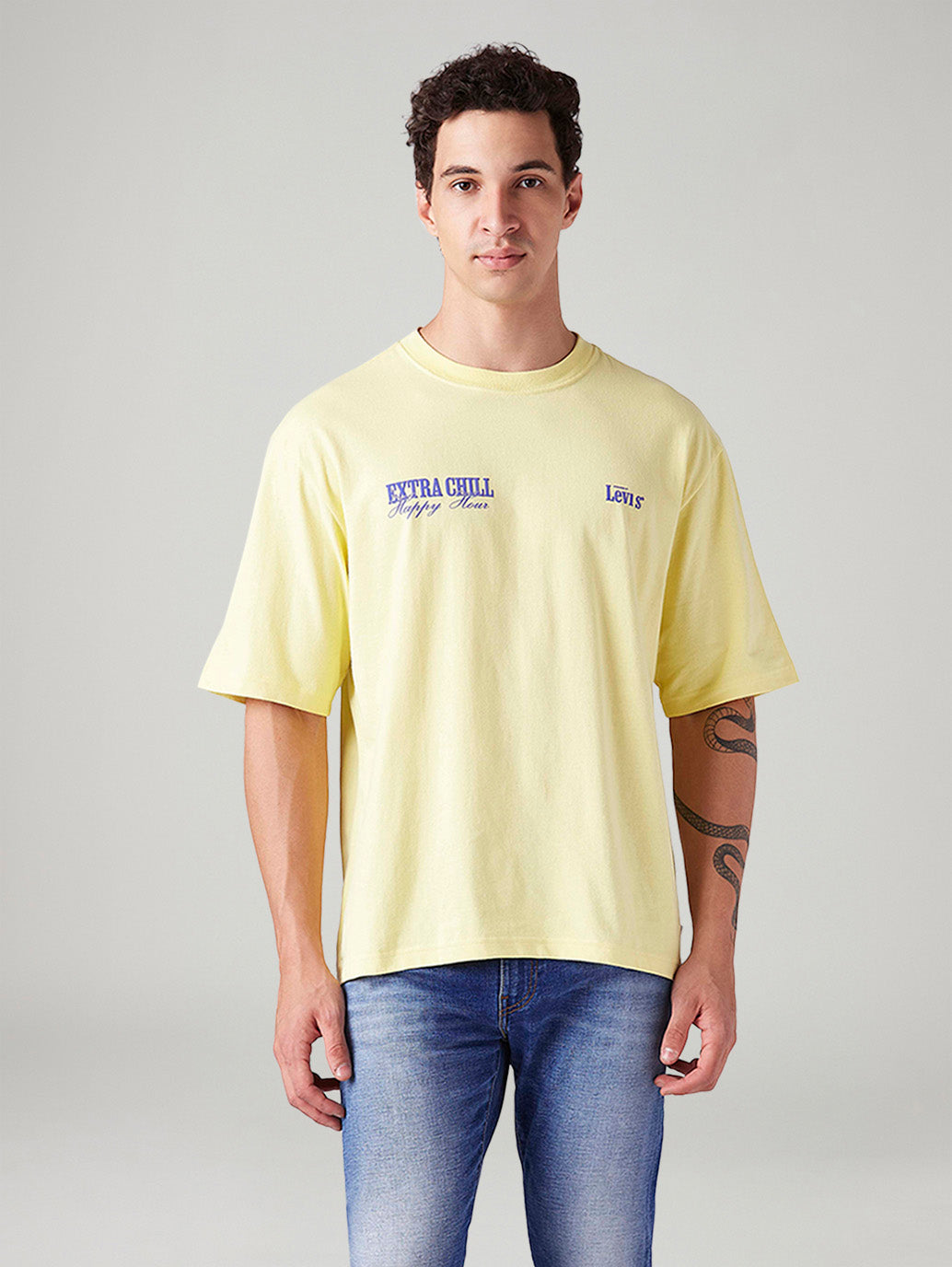 Men's Graphic Print Loose Fit T-Shirt - Front View