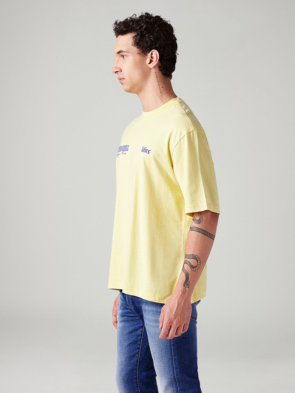 Men's Graphic Print Loose Fit T-Shirt - Side View