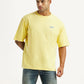 Men's Typographic Print Yellow Loose Fit T-shirt - Styleshot View