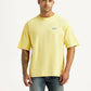 Men's Typographic Print Yellow Loose Fit T-shirt - Front View