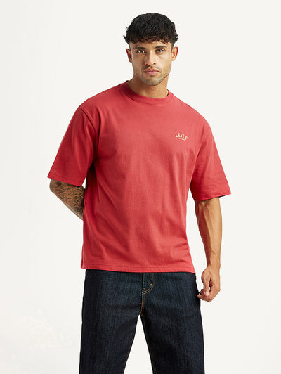 levi's Men's Typographic Print Red Loose Fit T-shirt-picture-17