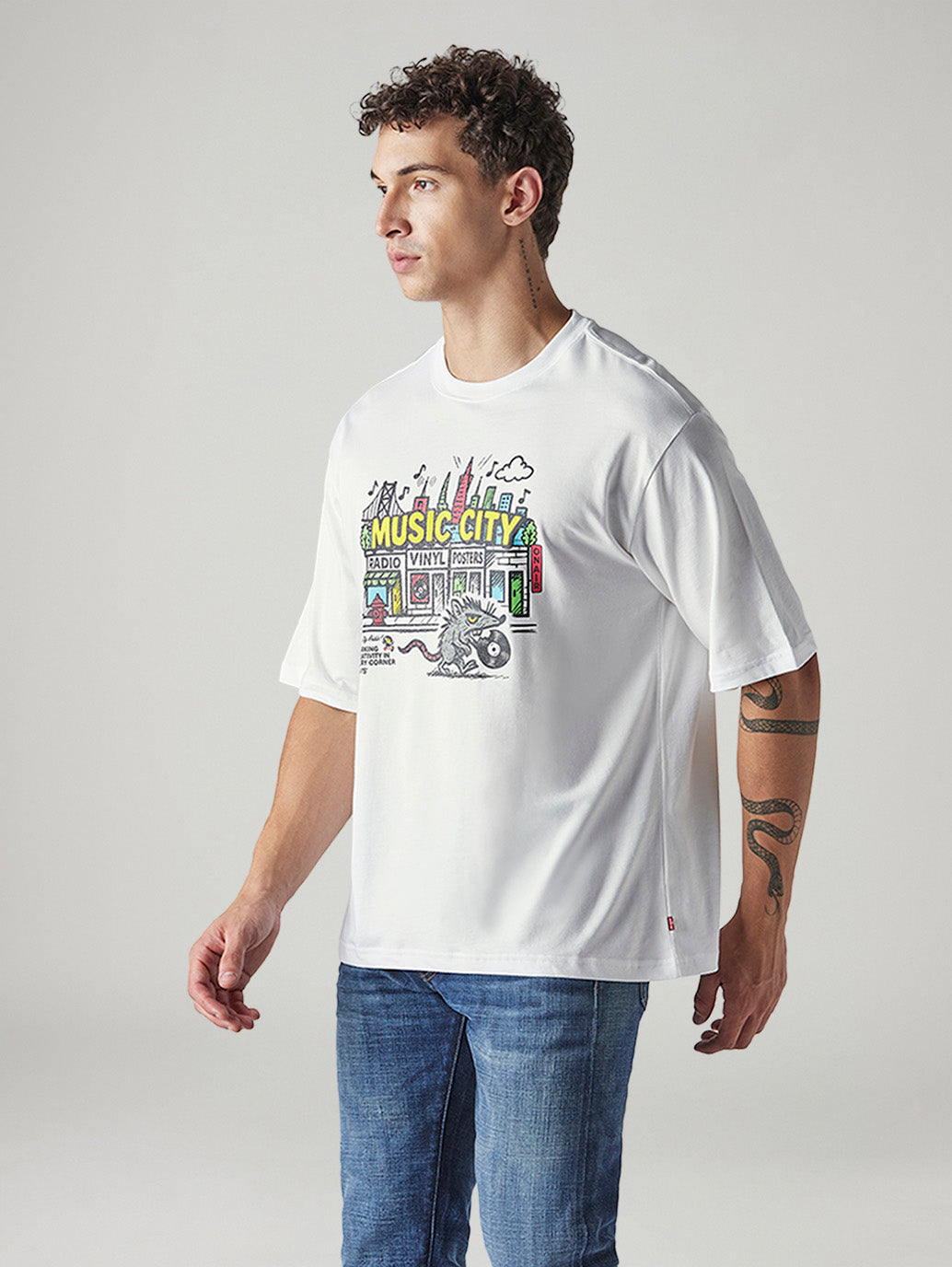 Men's Graphic Regular Fit Jersey T-Shirt - Side View