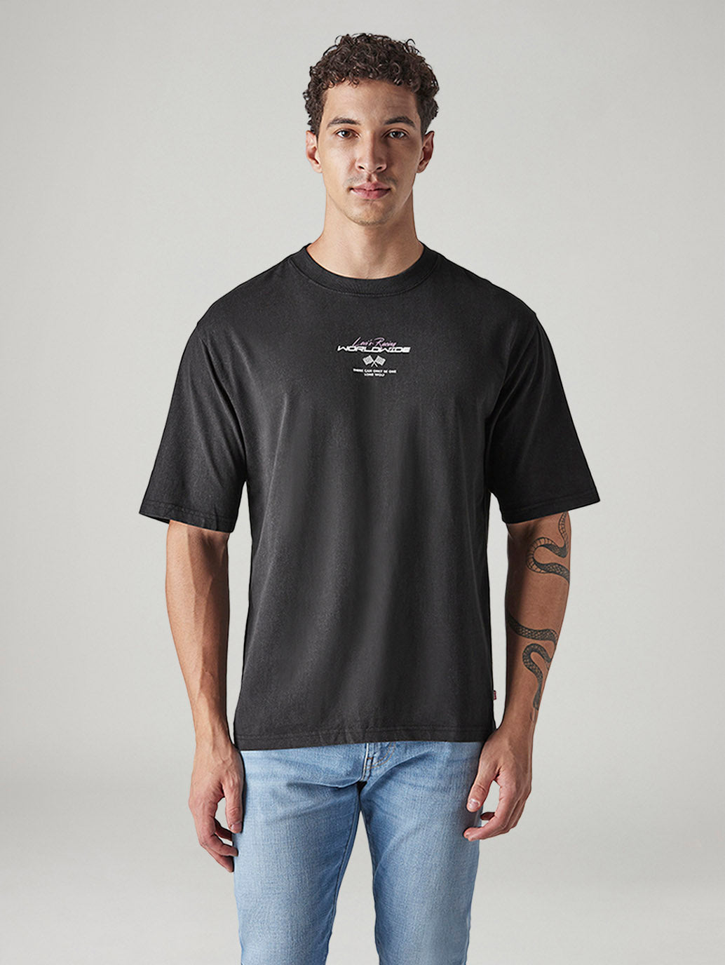 Men's Graphic Print Regular Fit Jersey T-Shirt - Front View