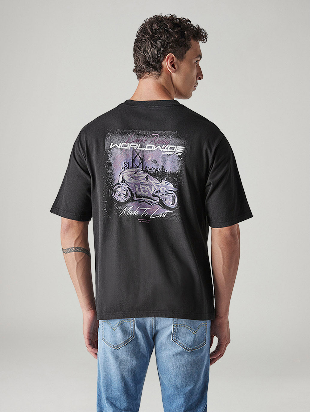 Men's Graphic Print Regular Fit Jersey T-Shirt - Back View