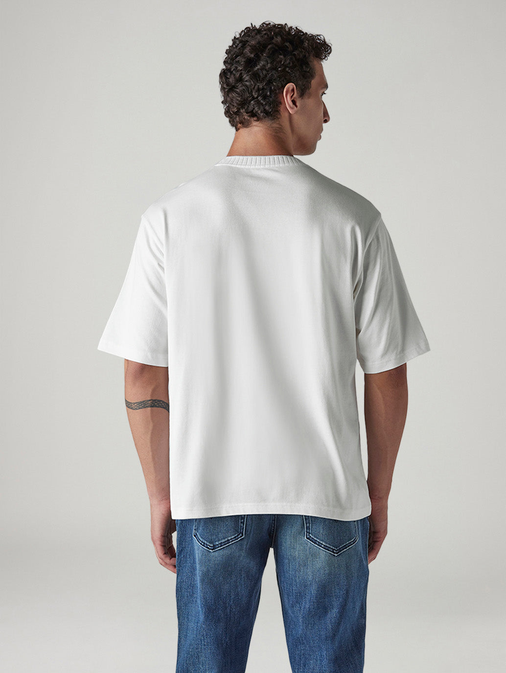 Men's Embroidered Regular Fit Jersey T-Shirt - Back View