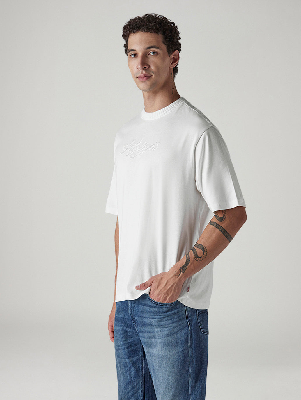 Men's Embroidered Regular Fit Jersey T-Shirt - Side View