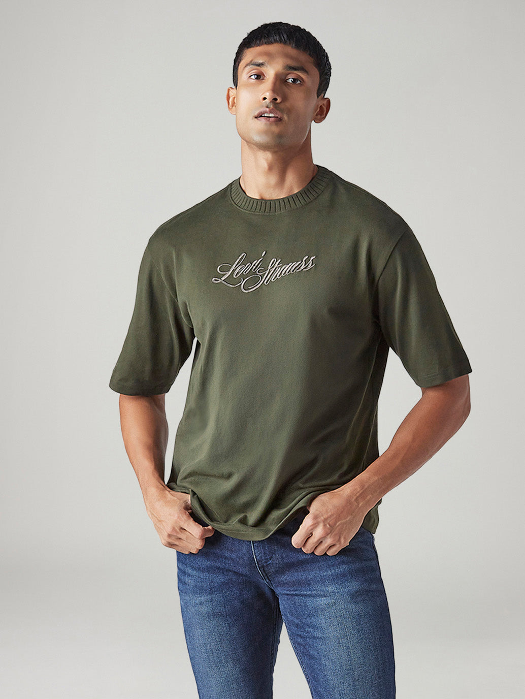 Men's Embroidered Regular Fit Jersey T-Shirt - Styleshot View