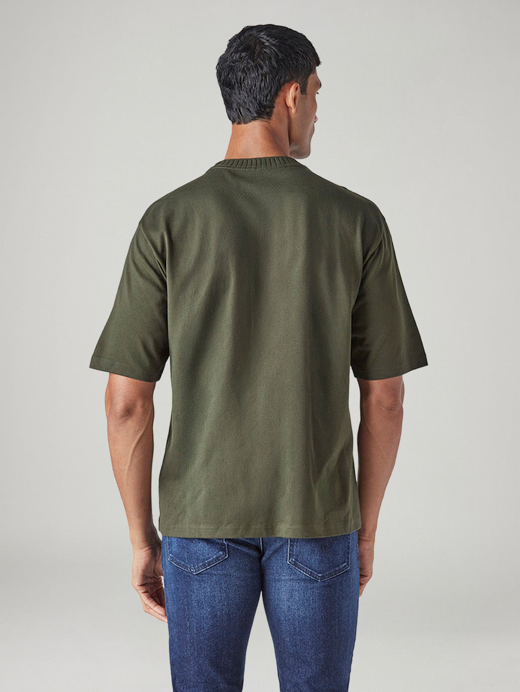 Men's Embroidered Regular Fit Jersey T-Shirt - Back View