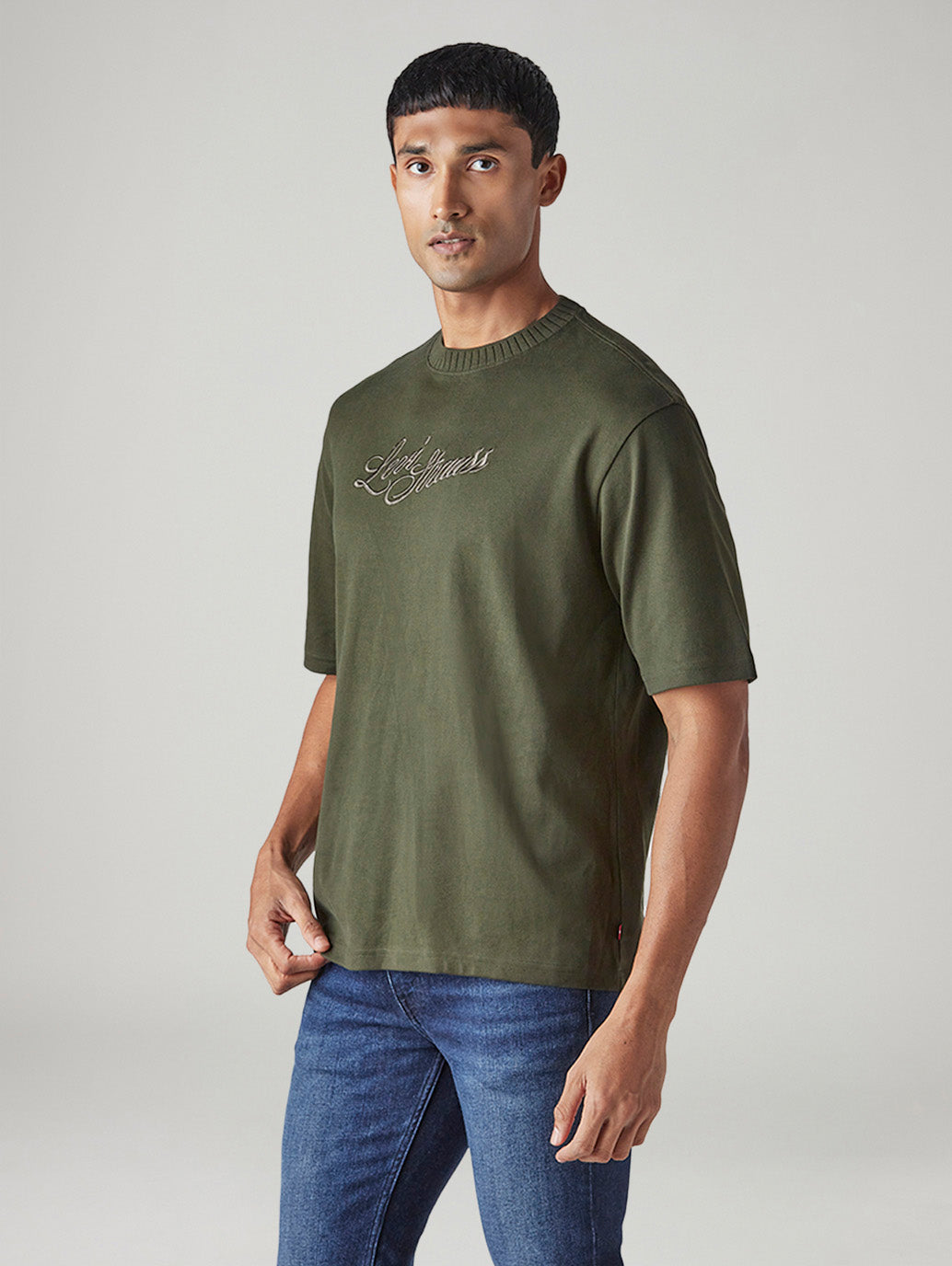 Men's Embroidered Regular Fit Jersey T-Shirt - Side View