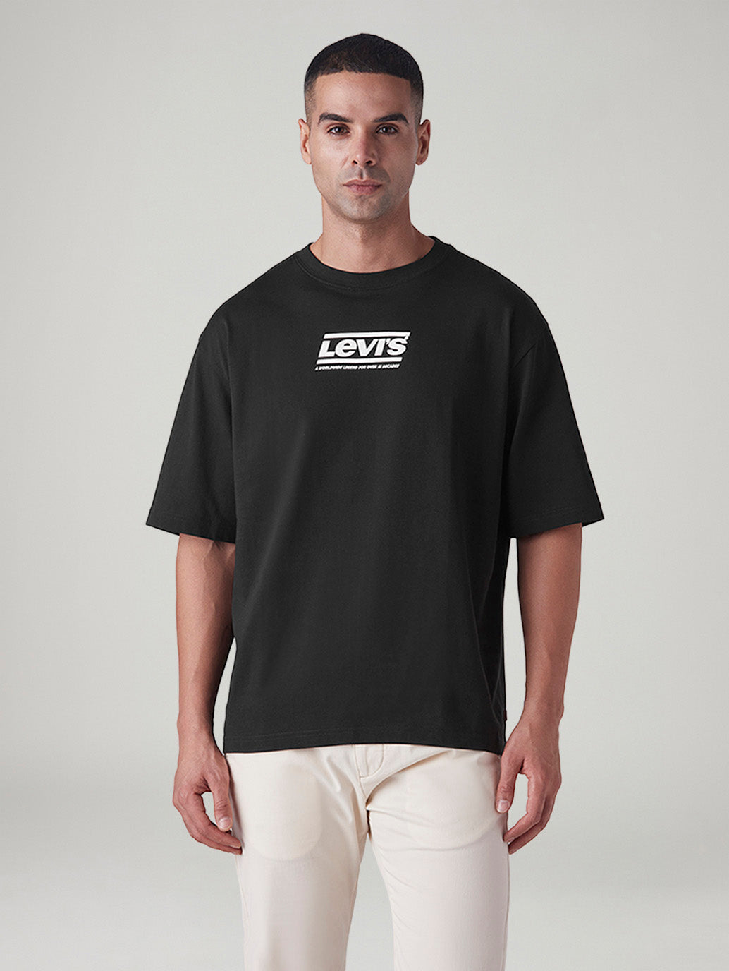 Men's Logo Printed Loose Fit T-Shirt - Front View