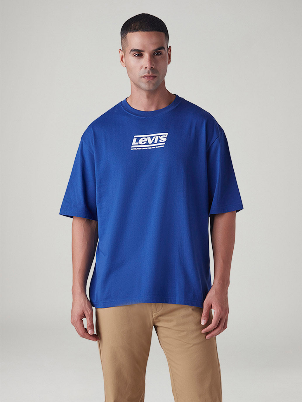 Men's Logo Printed Loose Fit T-Shirt - Front View
