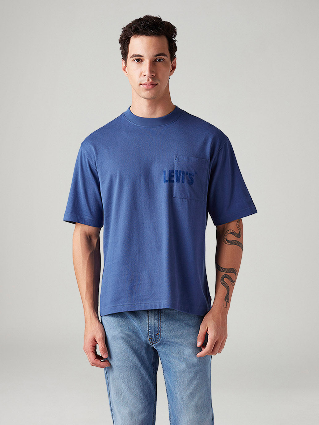 Men's Logo Printed Loose Fit T-Shirt - Front View